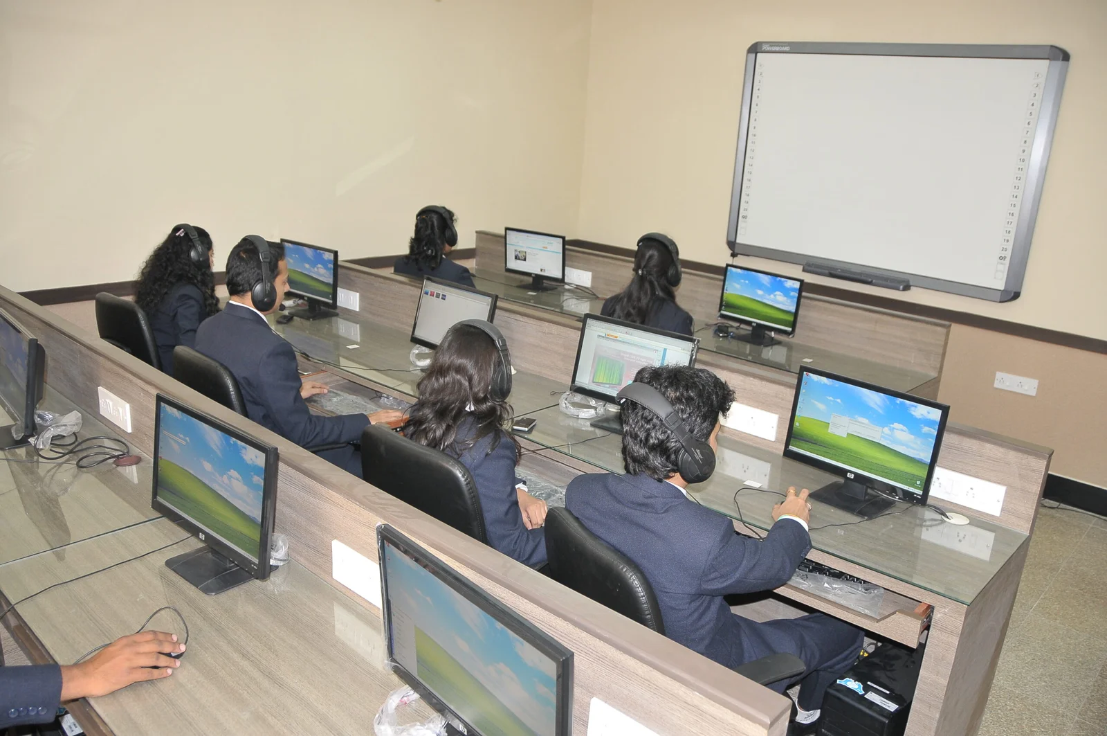 Computer CLasses students with Headphone SRBS