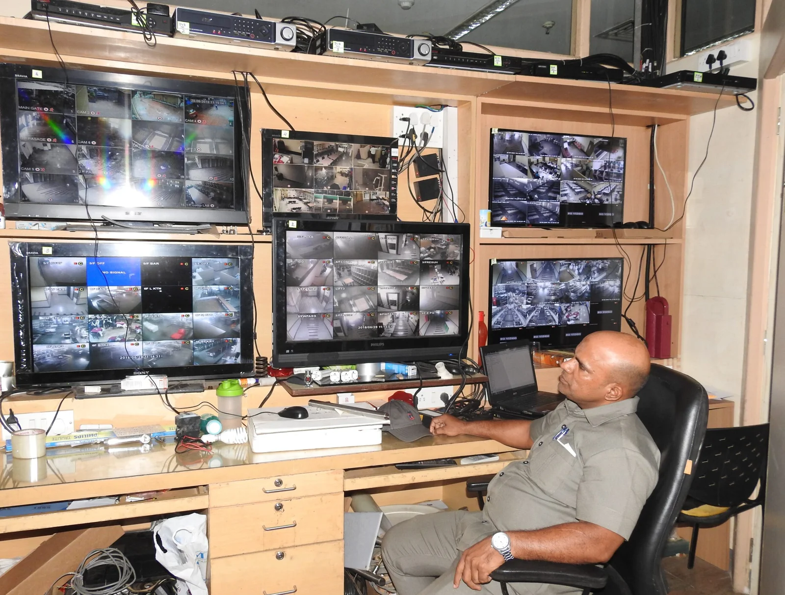 CCTV Screens monitored by Security Gaurd SRBS